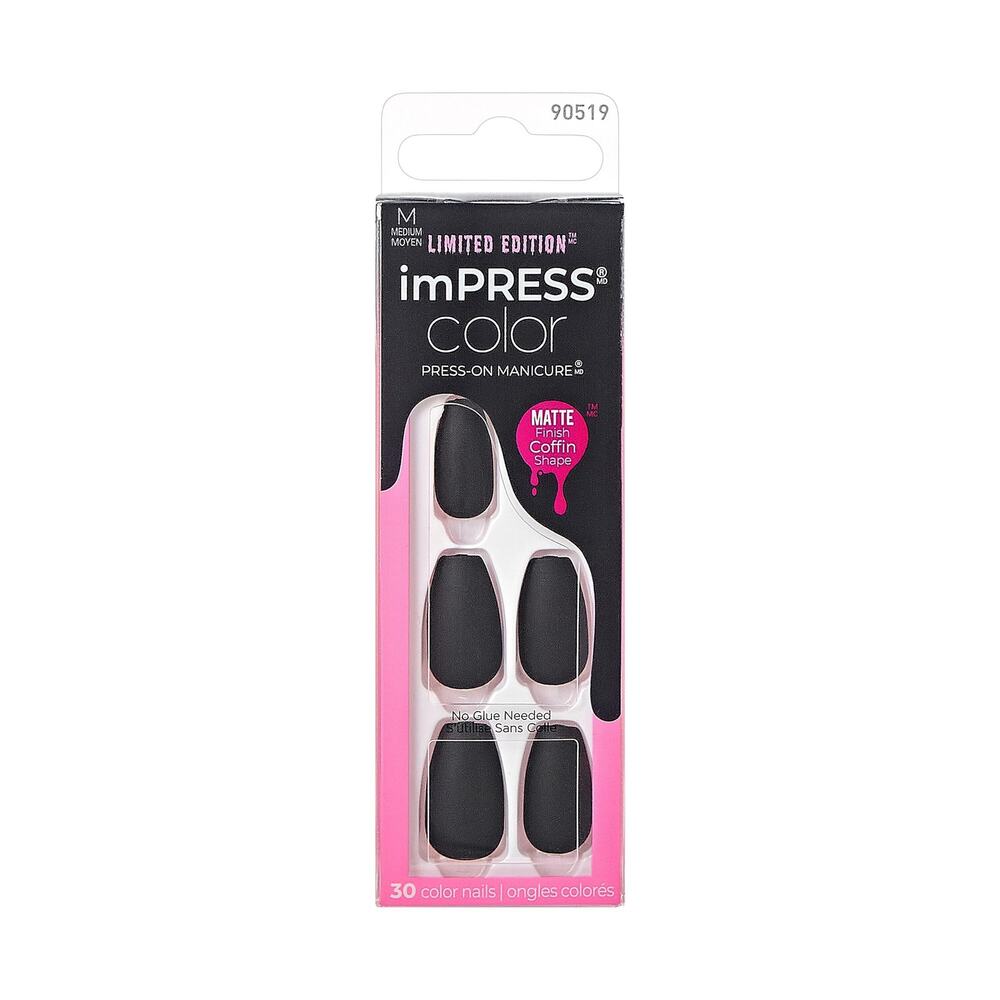 Limited Edition imPRESS Solid Matte Black Coffin Press-On Nails Halloween Nails